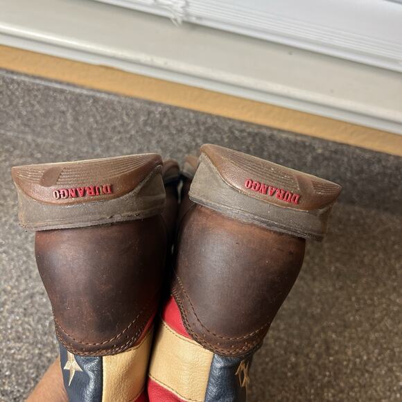 Durango Rebel Boots Mens Sz 7.5 EE Brown American Flag Cowboy Square Toe Mid 12" - Picture 9 of 9
